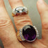 Solid gold and solid sterling silver rings with gemstones, diamonds and Khanda / Adi Shakti symbols